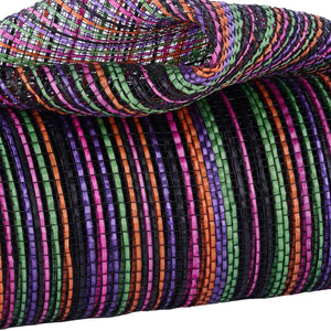 10" Vertical Multicolor Stripe Mesh: Black/Orange/Purple (10 Yards)
