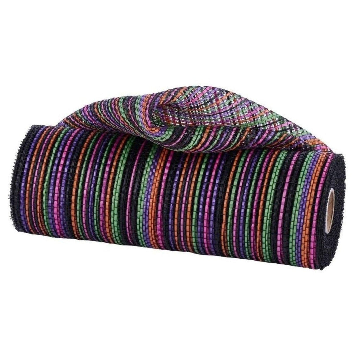 10" Vertical Multicolor Stripe Mesh: Black/Orange/Purple (10 Yards)
