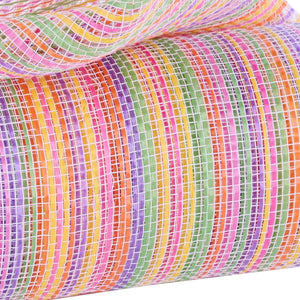 10" Vertical Multicolor Stripe Mesh: Pink/Yellow/Purple