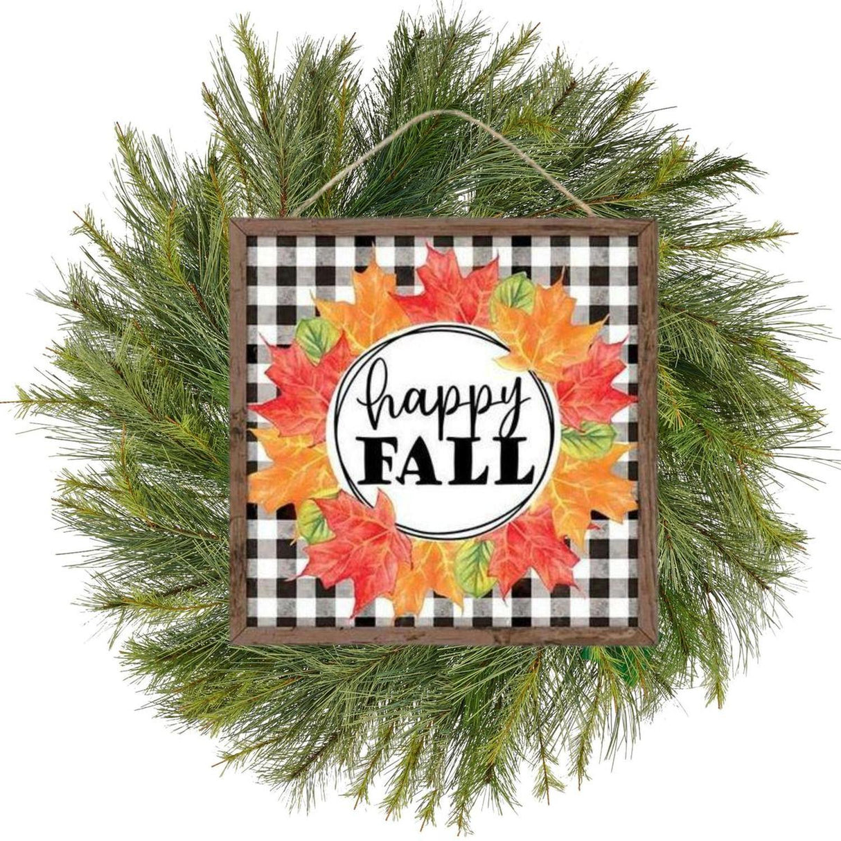 10" Wooden Sign: Happy Fall Leaf