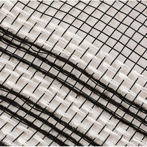 10.25" Border Stripe Faux Jute Mesh Ribbon: Black/White (10 Yards)