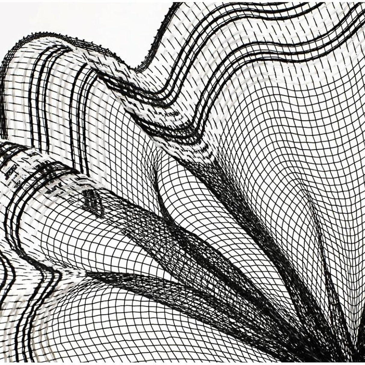 10.25" Border Stripe Faux Jute Mesh Ribbon: Black/White (10 Yards)