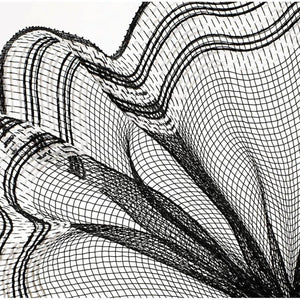 10.25" Border Stripe Faux Jute Mesh Ribbon: Black/White (10 Yards)