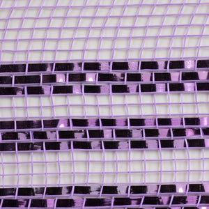 10.25" Border Stripe Metallic Mesh Ribbon: Lavender