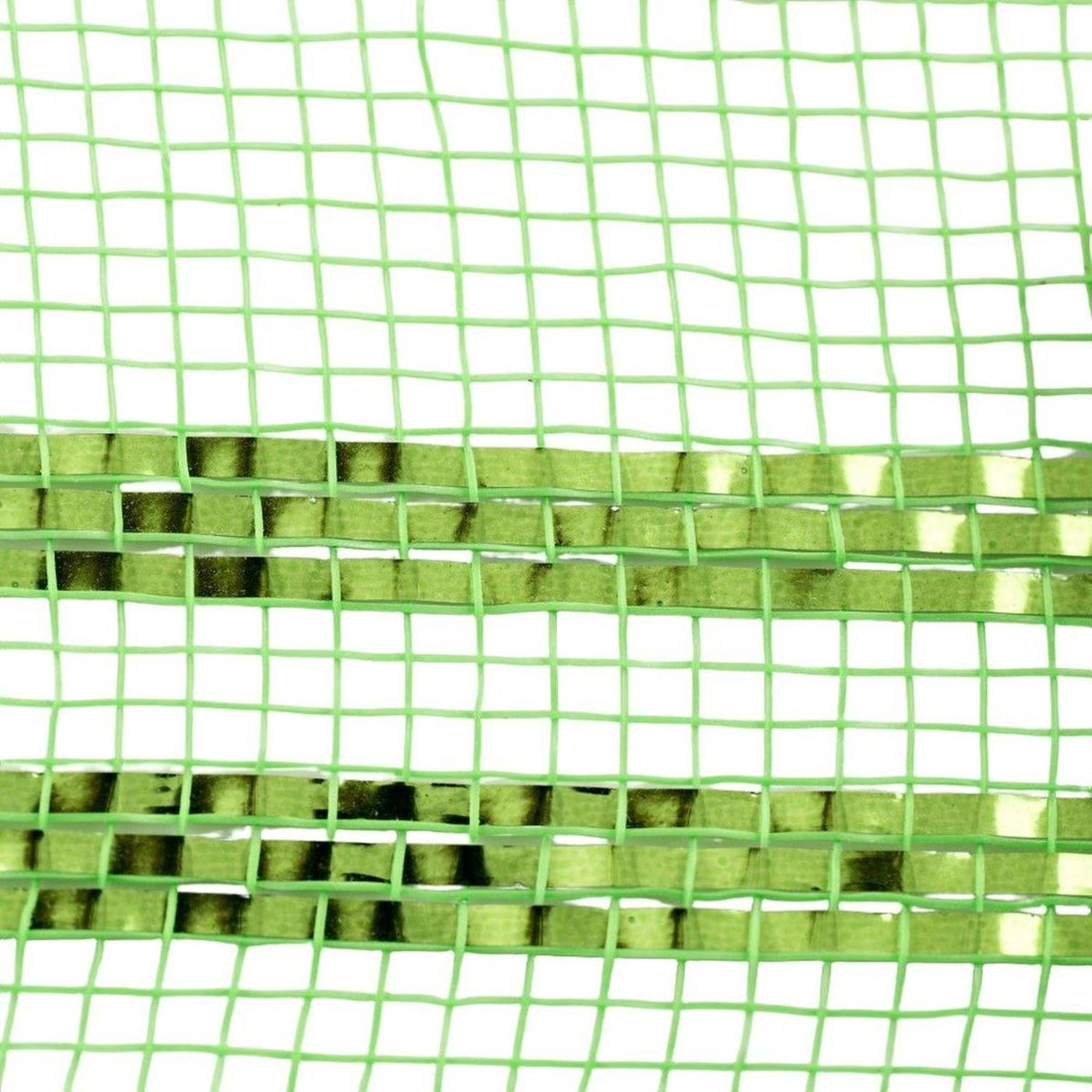 10.5" Border Stripe Metallic Mesh Ribbon: Lime Green (10 Yards)
