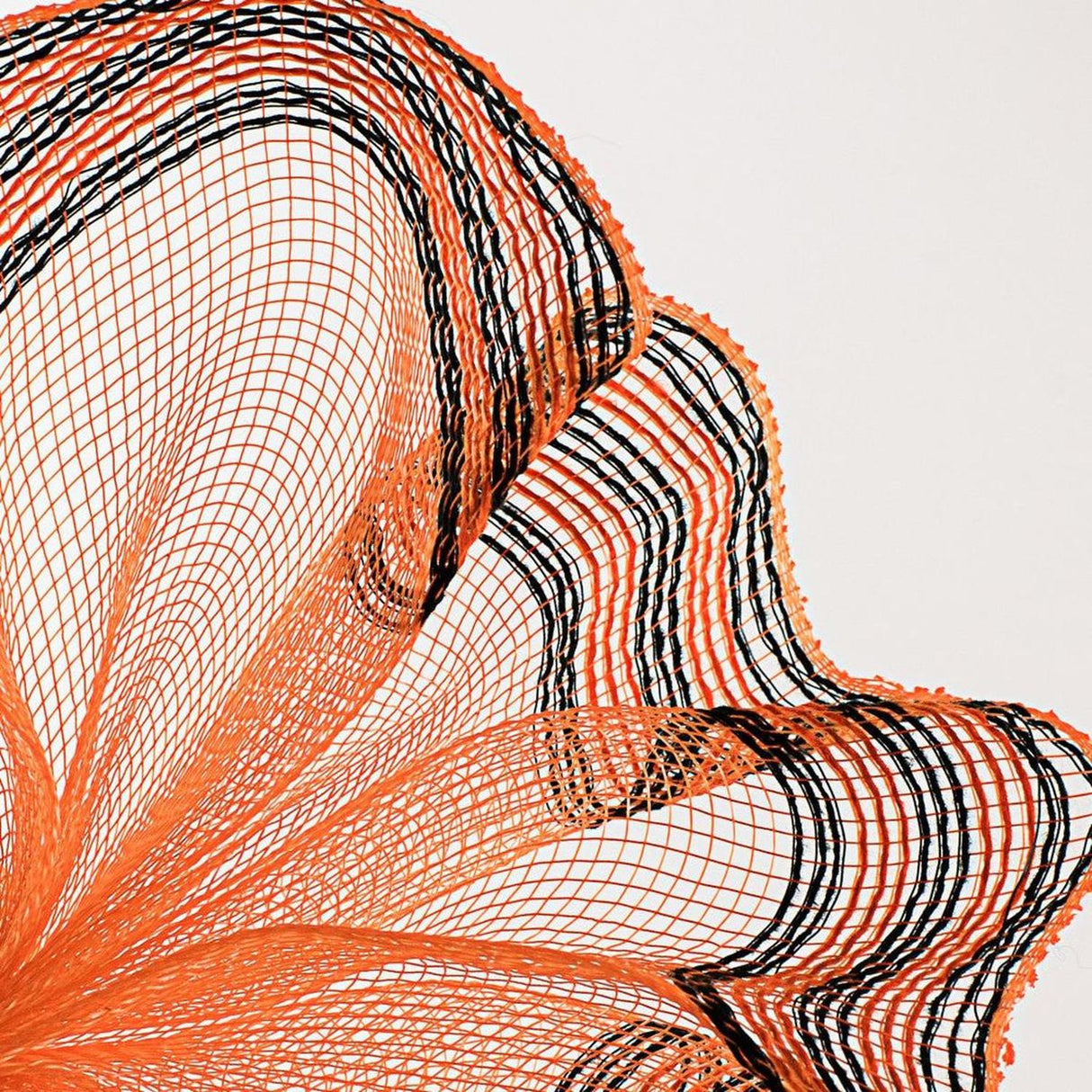 10.5" Border Stripe Metallic Mesh Ribbon: Orange/Black (10 Yards)