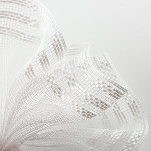 10.5" Border Stripe Metallic Mesh Ribbon: White (10 Yards)