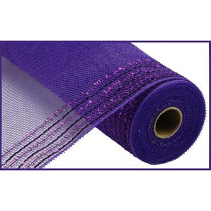10.5" Border Stripe Tinsel Mesh Ribbon: Purple (10 Yards)