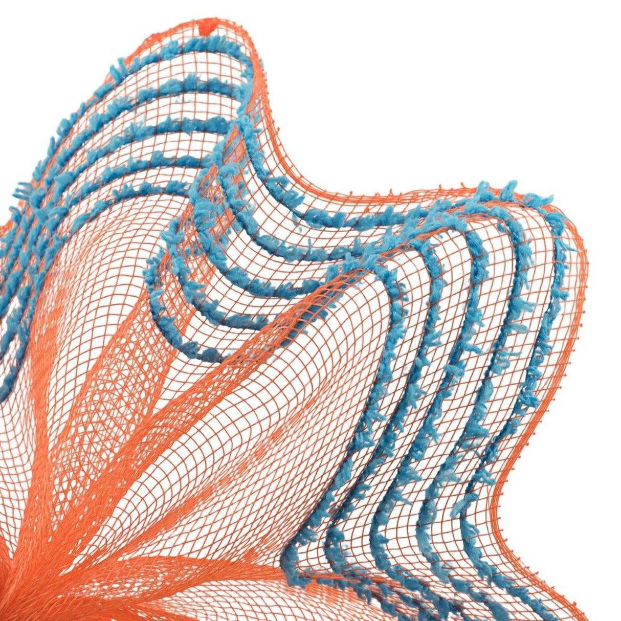 10.5" Drift Border Mesh Ribbon: Orange/Turquoise (10 Yards)