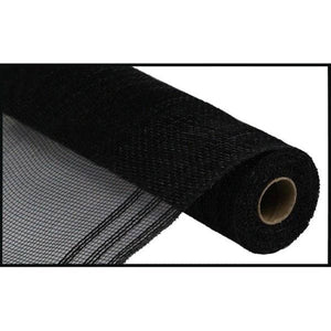10.5" Faux Jute Border Stripe Mesh Ribbon: Black (10 Yards)
