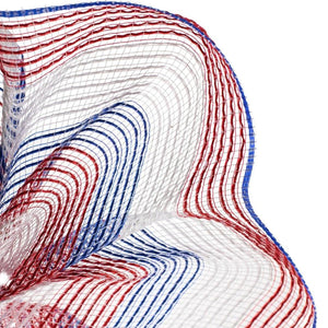 10.5" Faux Jute Stripe Mesh Ribbon: Red, White & Blue (10 Yards)