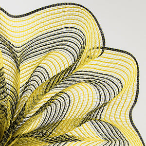 10.5" Faux Jute Striped Mesh Ribbon: Yellow & Black (10 Yards)