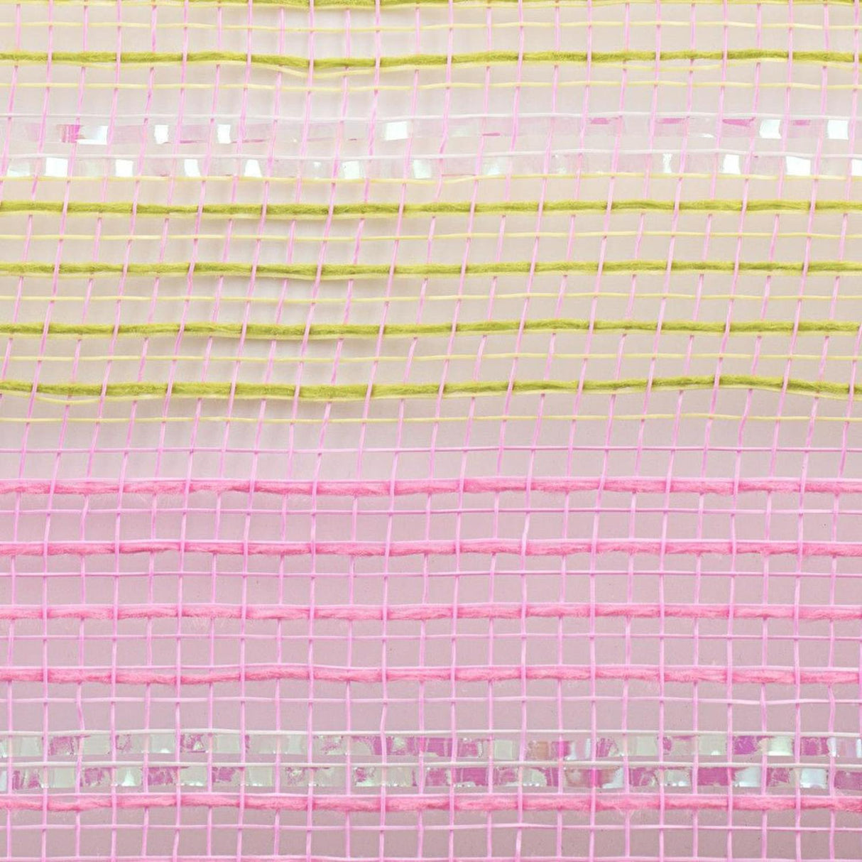 10.5" Jute Iridescent Stripe Mesh Ribbon: Light Pink (10 Yards)
