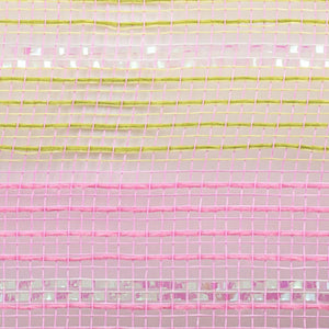 10.5" Jute Iridescent Stripe Mesh Ribbon: Light Pink (10 Yards)