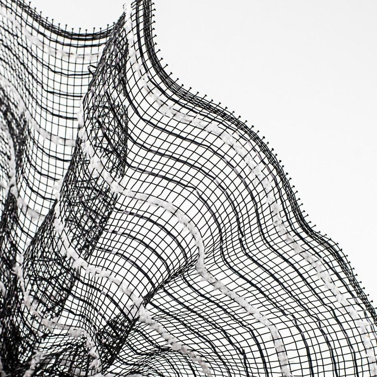 10.5" Metallic Cotton Ball Mesh Ribbon: Black/White (10 Yards)