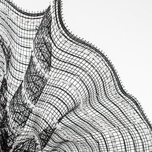 10.5" Metallic Cotton Ball Mesh Ribbon: Black/White (10 Yards)