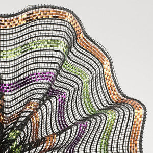 10.5" Metallic Poly Faux Jute Mesh Ribbon: Black/Orange/Purple/Lime (10 Yards)