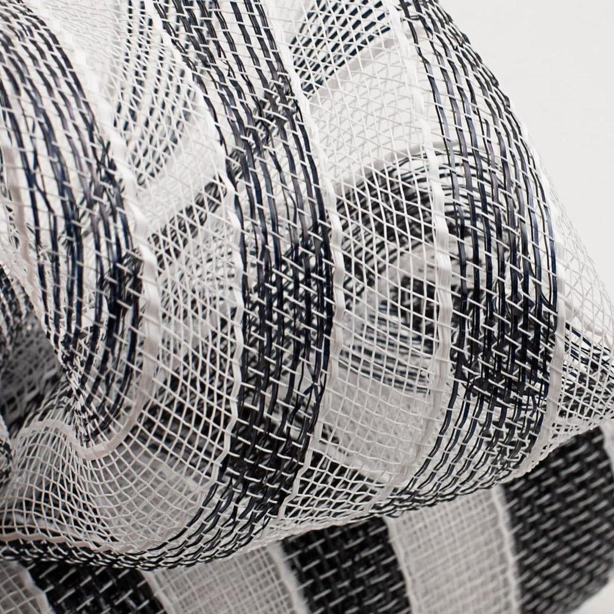 10.5" Metallic Stripe Mesh Ribbon: Black/White (10 Yards)