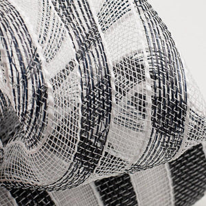 10.5" Metallic Stripe Mesh Ribbon: Black/White (10 Yards)