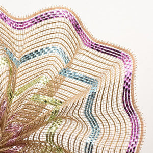 10.5" Poly Jute Matte Stripe Mesh Ribbon: Natural Pastel Stripes (10 Yards)