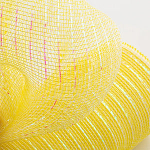 10.5" Poly Mesh Roll Ribbon: Iridescent Pastel  Yellow Foil