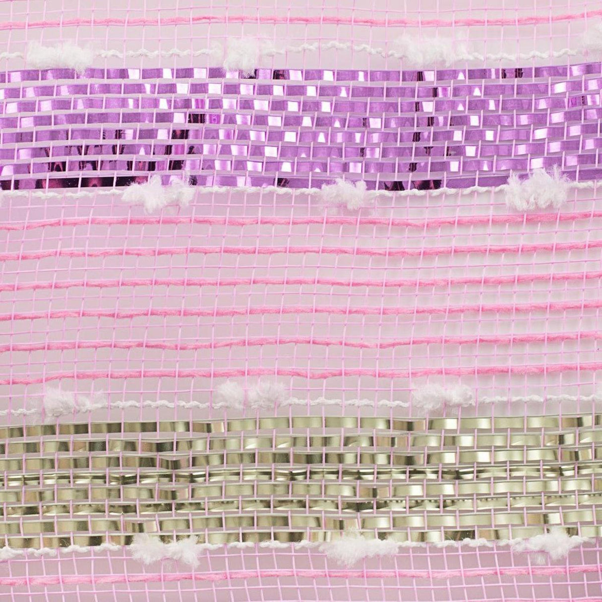 10.5" Puff Ball Wide Stripe Mesh Ribbon: Light Pink (10 Yards)