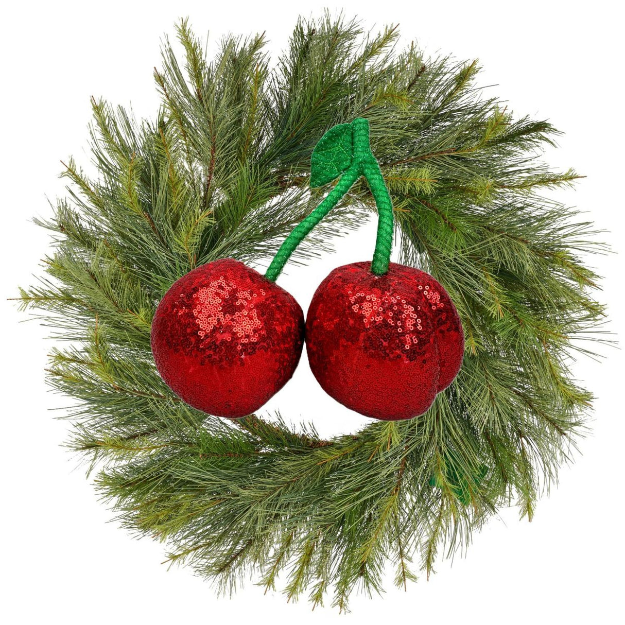 11" Plush Sequin Cherry Accent