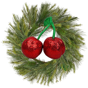 11" Plush Sequin Cherry Accent
