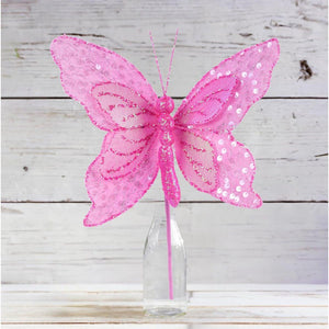 12" Iridescent Sequin Butterfly: Pink