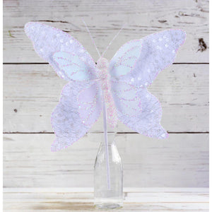 12" Iridescent Sequin Butterfly: White