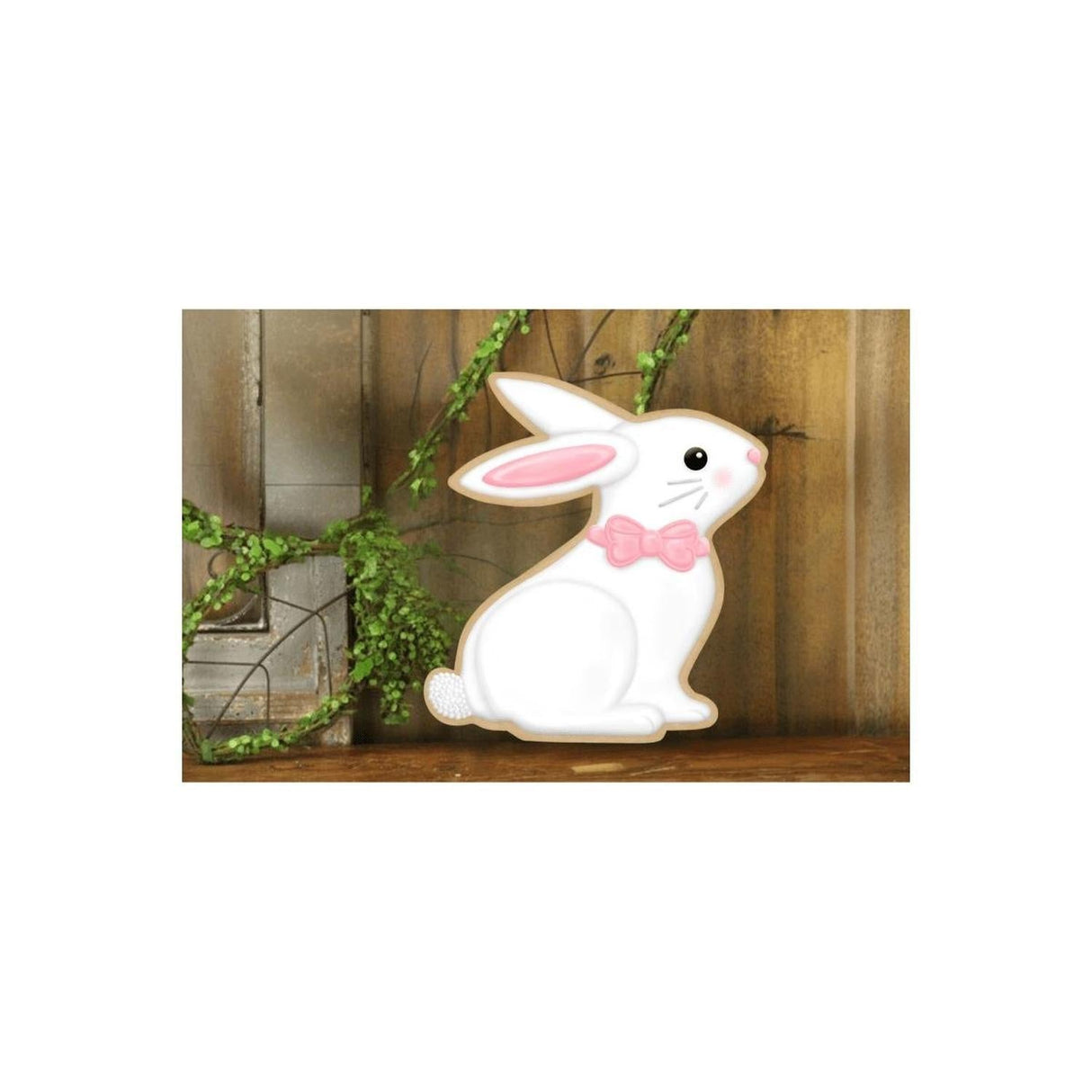 12" Metal Cookie Bunny Sign: White