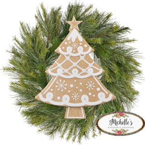 12" Metal Embossed Hanger: Gingerbread Tree