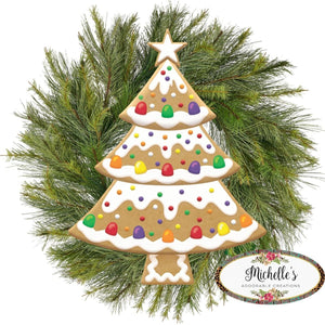 12" Metal Embossed Hanger: Gingerbread Tree Gumdrops