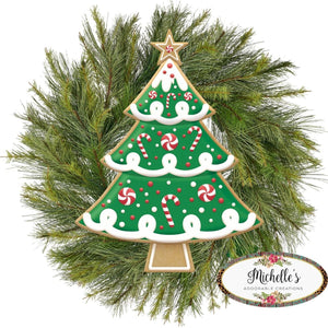 12" Metal Embossed Hanger: Peppermint Cookie Tree