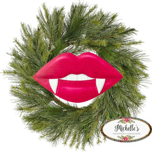 12" Metal Embossed Hanger: Vampire Lips Hot Pink