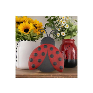 12" Metal Embossed Ladybug Hanger: Solid