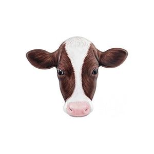 12" Metal Embossed Sign: Brown Cow