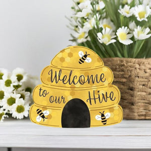 12" Metal Embossed Sign: Welcome To Our Hive