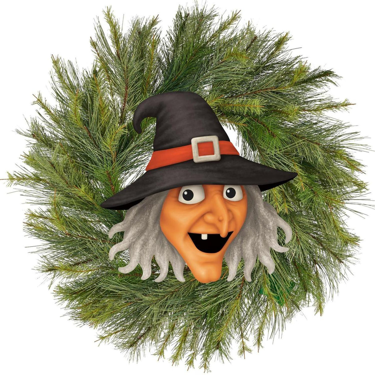 12" Metal Embossed Sign: Witch Head (Orange)