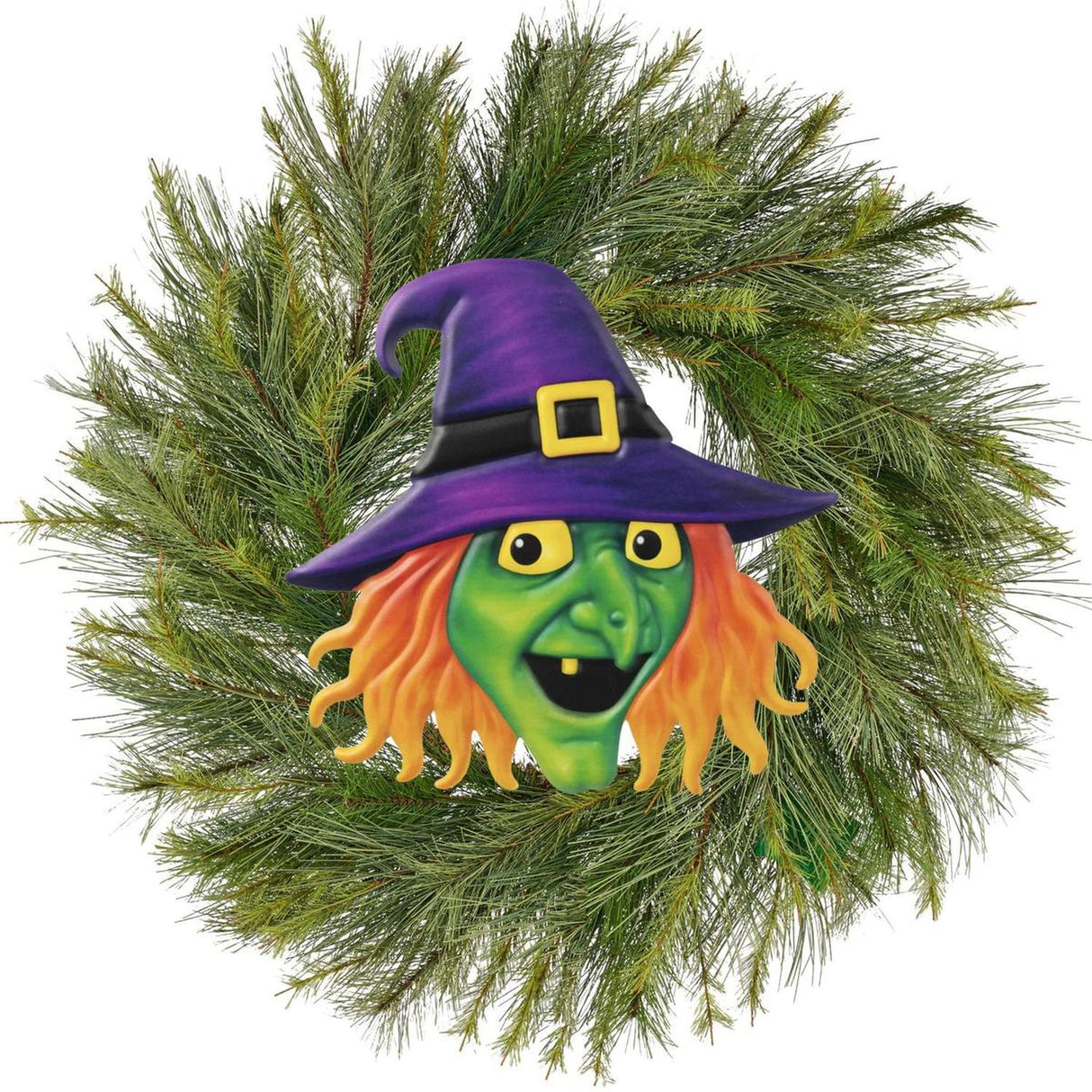 12" Metal Embossed Sign: Witch Head (Purple)