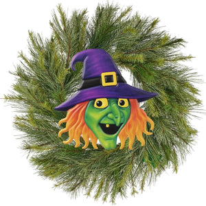 12" Metal Embossed Sign: Witch Head (Purple)
