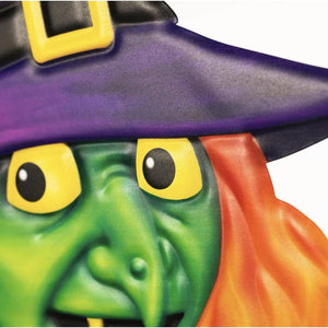 12" Metal Embossed Sign: Witch Head (Purple)