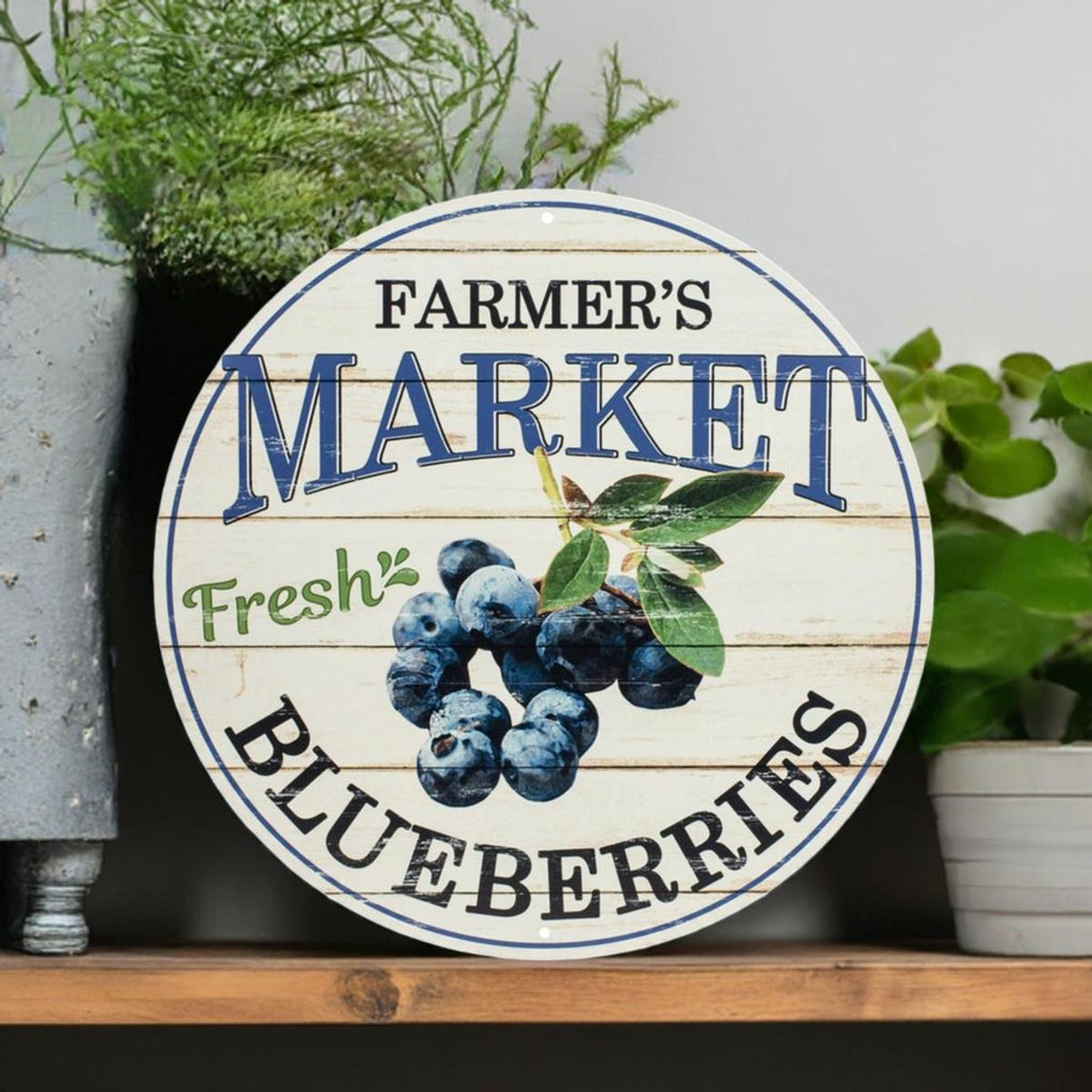 12" Metal Farmer's Market Sign: Blueberries