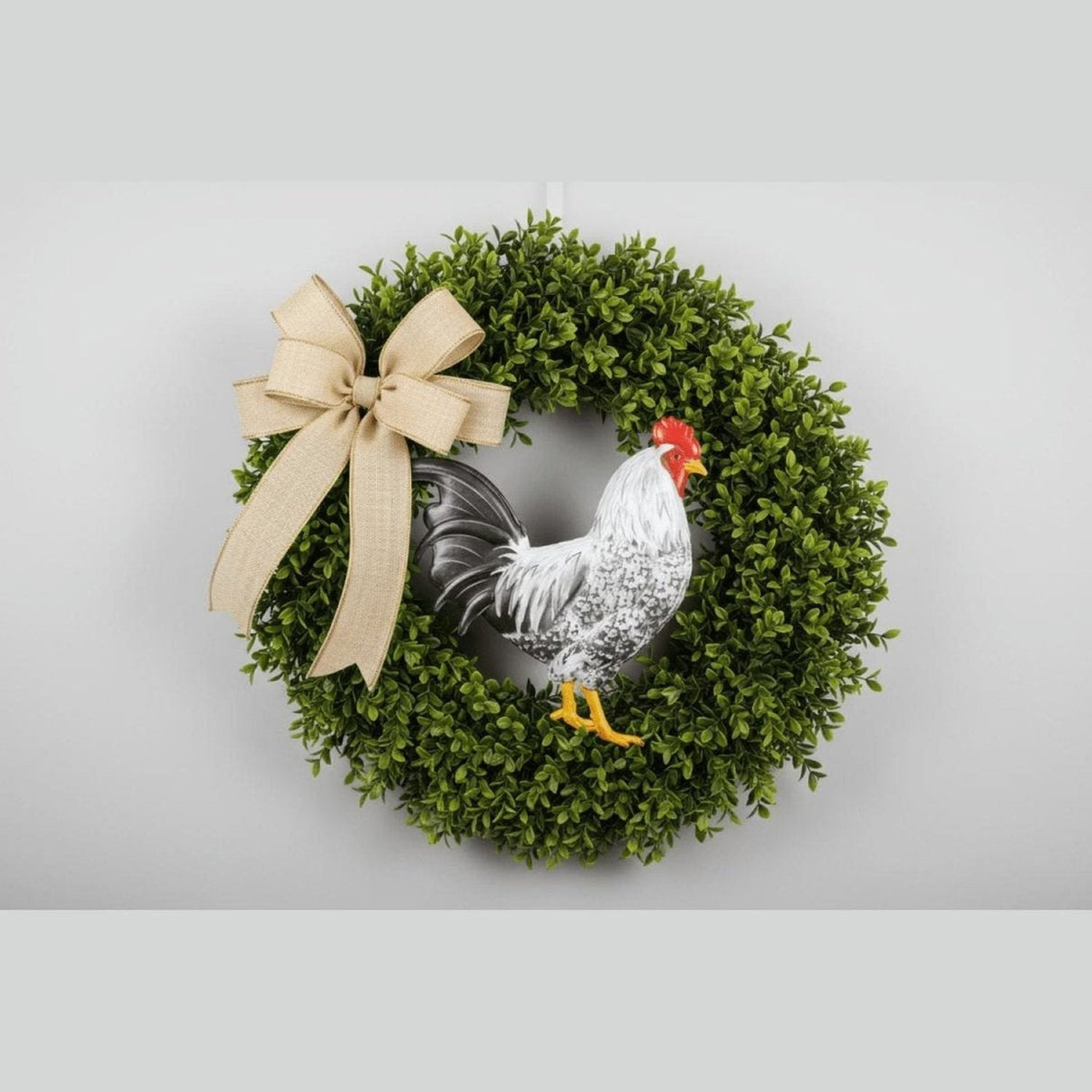 12" Metal Rooster Hanger: Black/White