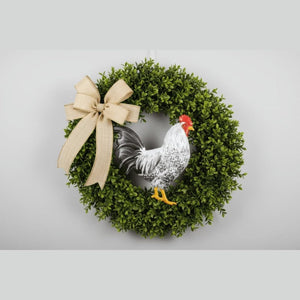 12" Metal Rooster Hanger: Black/White