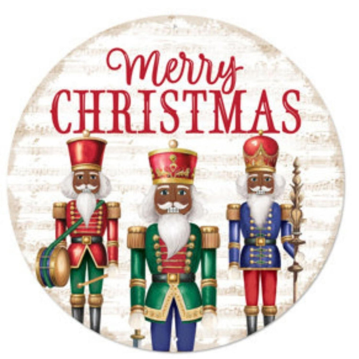 12" Metal Round Sign: Dark Nutcracker Merry Christmas