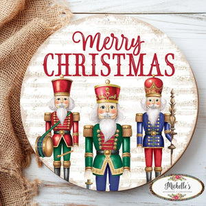 12" Metal Round Sign: Nutcracker Merry Christmas
