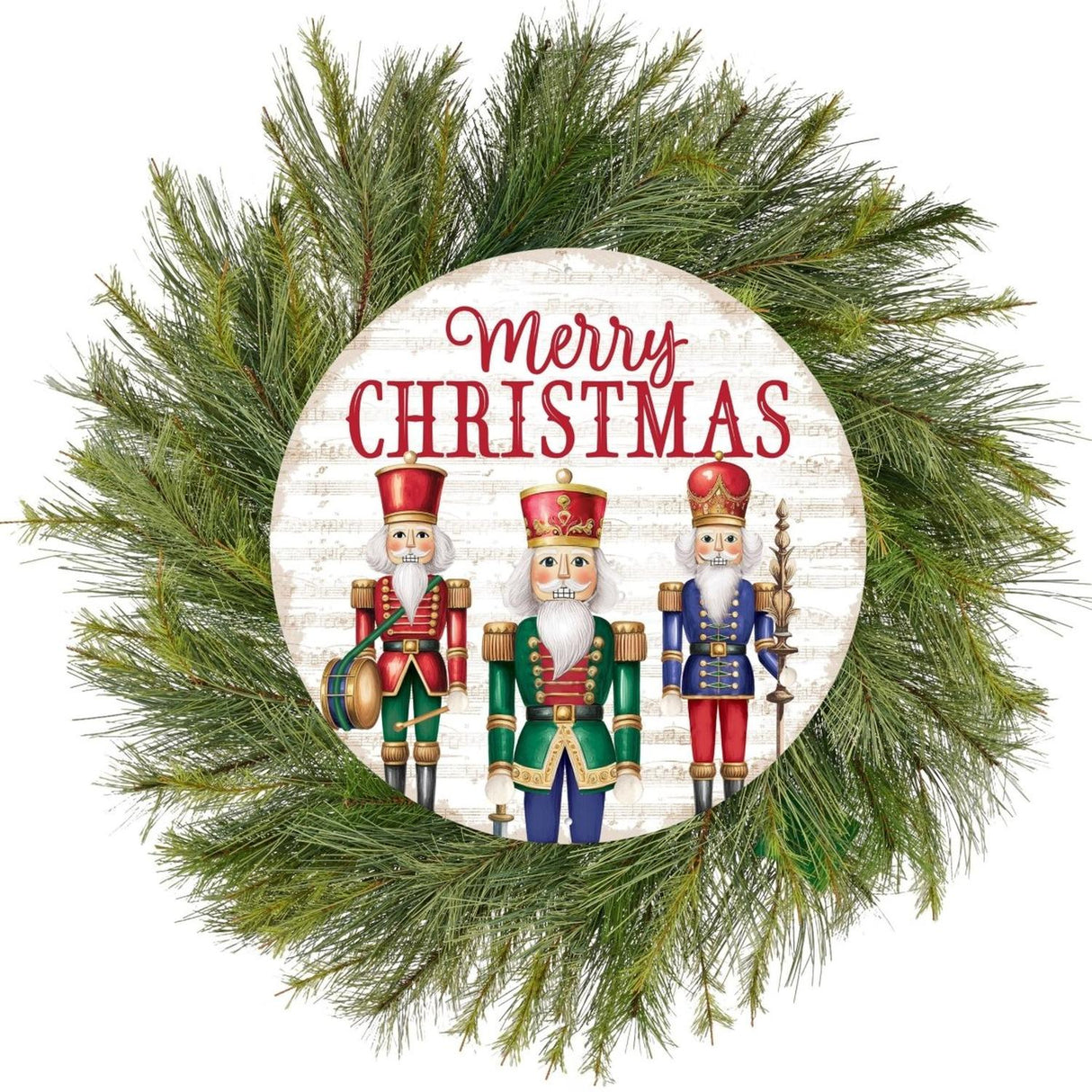 12" Metal Round Sign: Nutcracker Merry Christmas