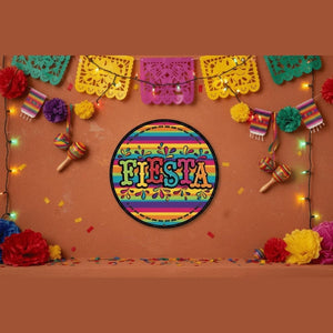 12" Round Metal Sign: Glitter Fiesta