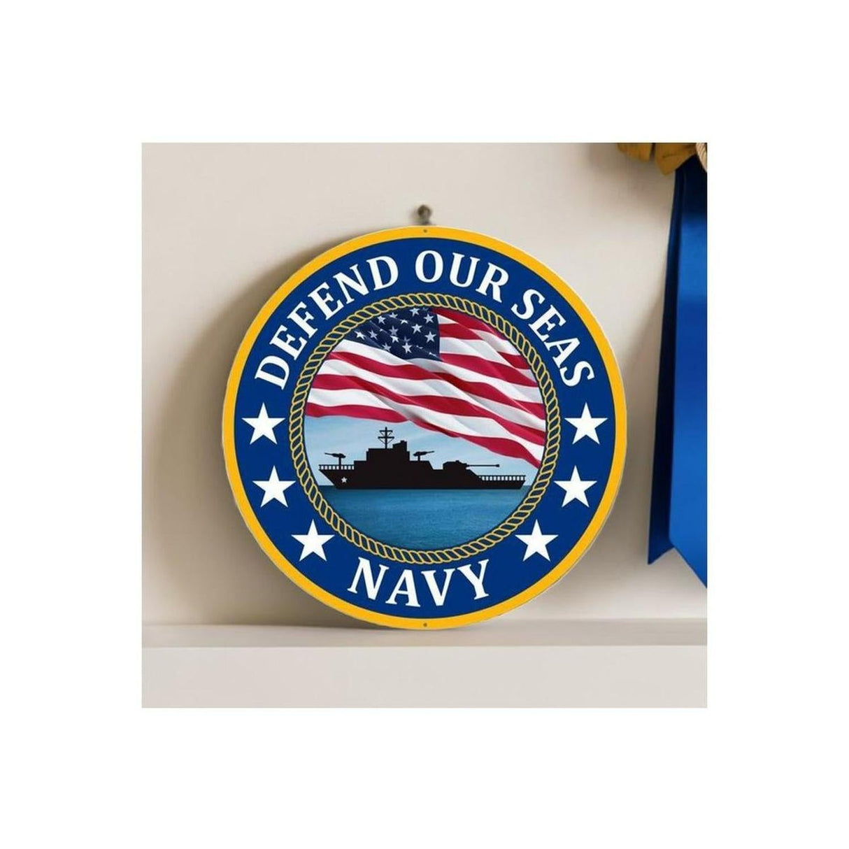 12" Round Military Sign: Navy